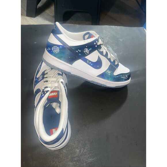 Im1448-100 7y Nike Dunk Low X  Col  - Gs White Multicolor Brave Blue Galaxy